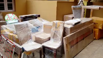 Household goods wrapped and ready to move